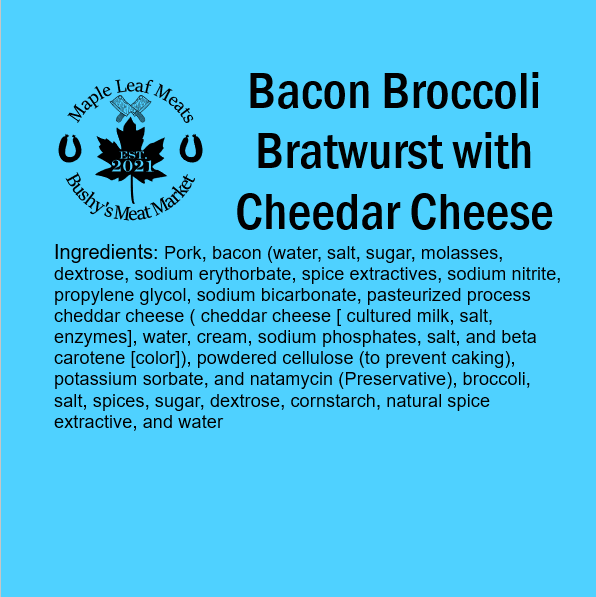 Bacon Broccoli Bratwurst with Cheddar Cheese